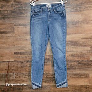 Paige Jeans 29 Verdugo Ankle Skinny Mid Rise Raw Hem Medium Light Wash Stretch